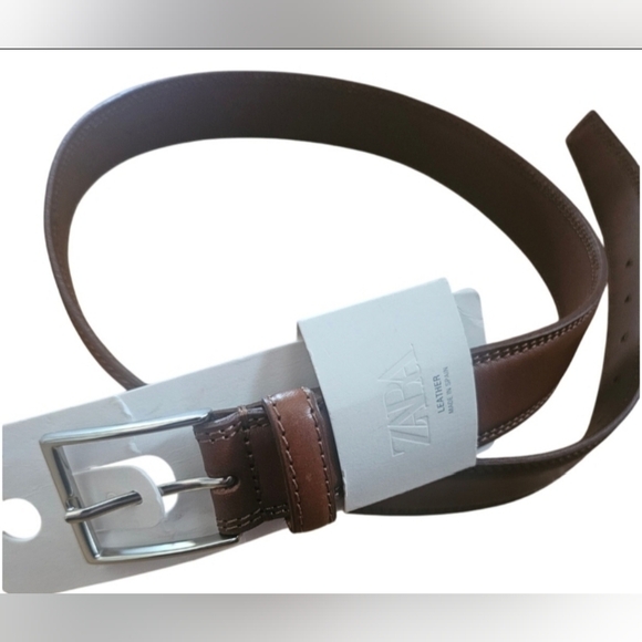 ZARA  Brown Leather Belt for Men - Picture 1 of 5